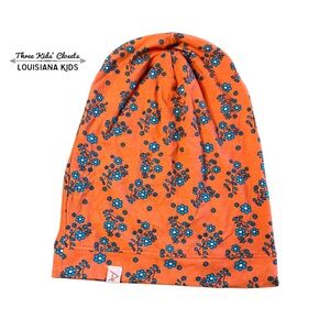 Alba Of Denmark 8-10Y Dragon Fire Garden Orange Floral Beanie Hat